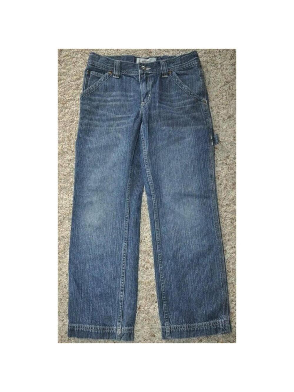 Urban Pipeline Carpenter Jeans 12H Husky Boys Blue Adjustable Waist Faded Denim